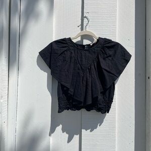 Black Cropped Blouse with Puffy Sleeves
